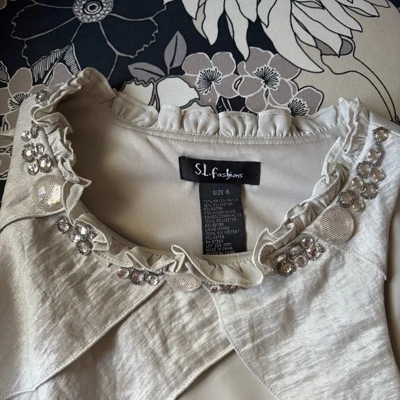 SL Fashions Champagne Tiered Mini Dress - Picture 3 of 6